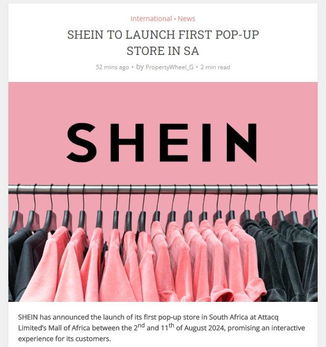 SHEIN计划8月在南非开设首家快闪店