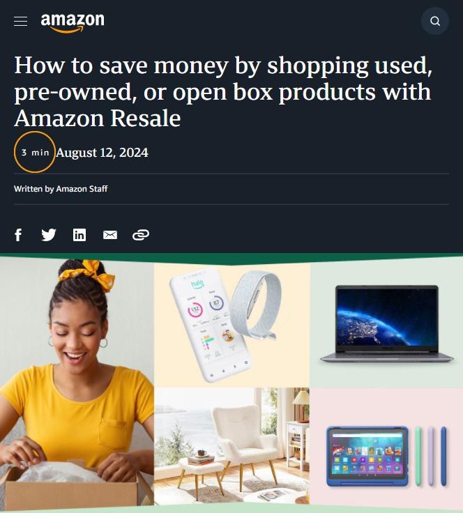 亚马逊二手商品市场升级更名为亚马逊转售